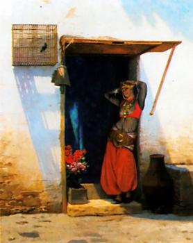 讓 萊昂 傑羅姆 Woman of Cairo at her Door